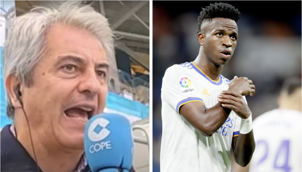 Manolo Lama apostó en 'El Partidazo' de la Cadena COPE que Vinicius no llegaría a los 15 goles en La Liga. De momento, lleva 17. Foto: Cope/Getty