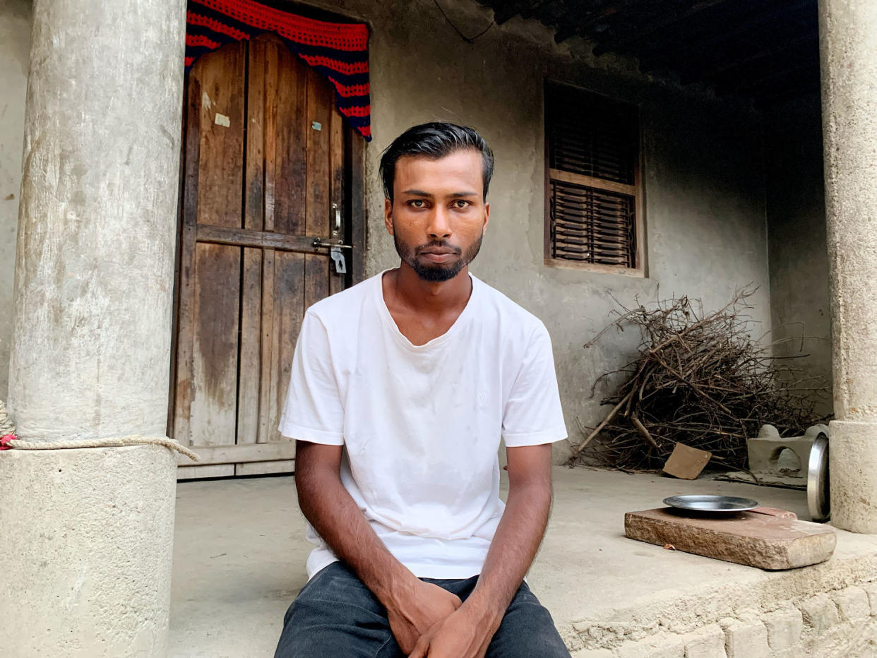 Momtaj Mansur by his home in Dhanusha, in southeast Nepal. (Pramod Acharya)
