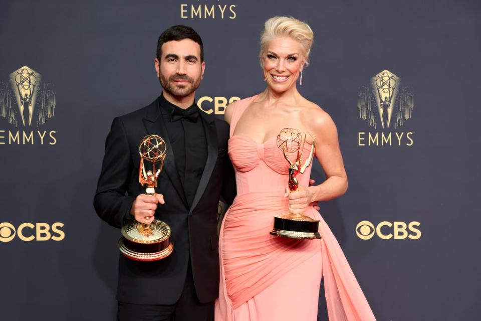 Ted Lasso stars Brett Goldstein and Hannah Waddingham won the outstanding supporting actor and actress in a comedy series awards (Getty Images)