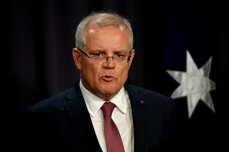 Prime Minister Scott Morrison speaks to media about coronavirus.