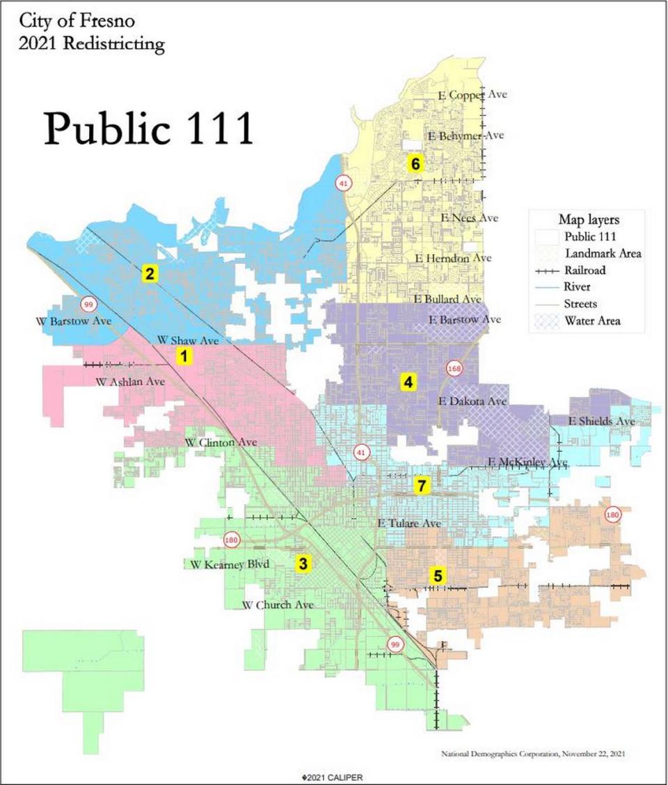 The Fresno City Council adopted a new council district boundary map councilmembers said they believe will recognize historic neighborhoods, unite Highway City, eliminate land-locked districts and comply with federal, state and city laws.
