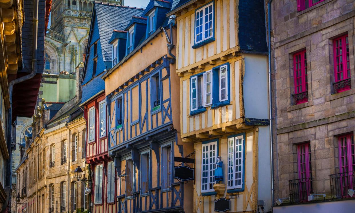 <span>Half-timbered buildings on a medieval street in Quimper.</span><span>Photograph: zodebala/Getty Images/iStockphoto</span>