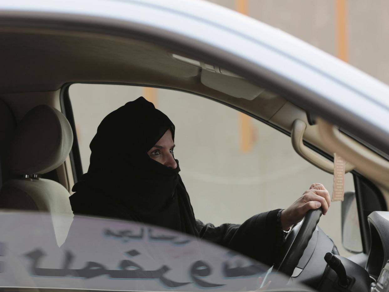 Aziza al-Yousef, one of the detainees, takes part in a 2014 campaign in Riyadh to defy the Saudi ban on women driving: AP