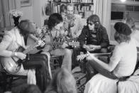 <p>The Rolling Stones jammed out in the McGraths' house after their June 26 concert at Madison Square Garden on their 1975 tour. Keith Richards, Ronnie Wood, John Phillips, and Mick Jagger sat on chairs, while Eric Clapton sat on the bed.</p>