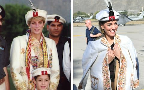 Princess Diana in 1991 (left) and the Duchess of Cambridge (right) - Credit: PA/Getty