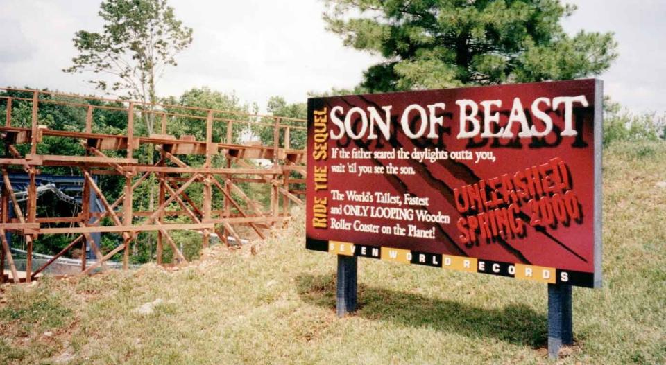 The Son of Beast, the tallest, fastest and only looping wooden roller coaster opens in 2000. The ride closed in 2009. (Contributed Photo/Kings Island PR)