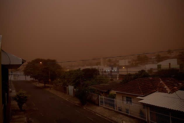 <p>Tempête de sable dans les villes de Franca et Ribeirão Preto, au Brésil, le 26 septembre 2021.</p>