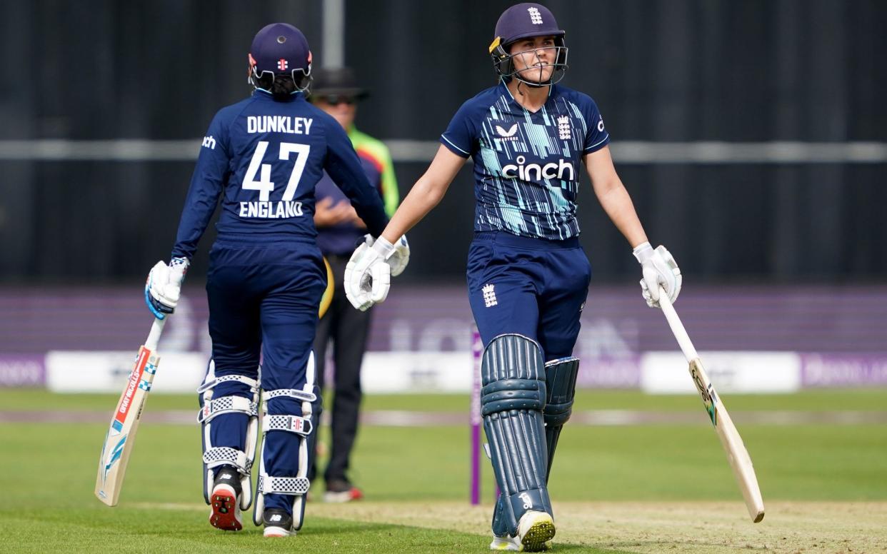 England's Nat Sciver celebrates her 50 during the second one day international match at the County Ground, Bristol - Nat Sciver impresses again as England complete ODI whitewash against West Indies - Zac Goodwin/PA