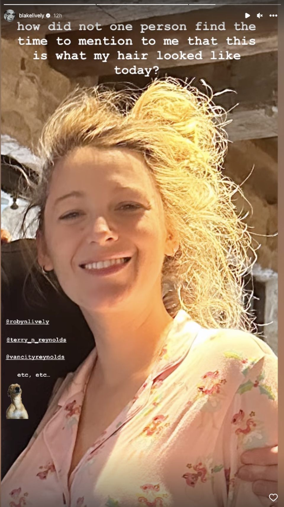 Blake Lively reveals bad hair day in candid snap (Instagram / Blake Lively)