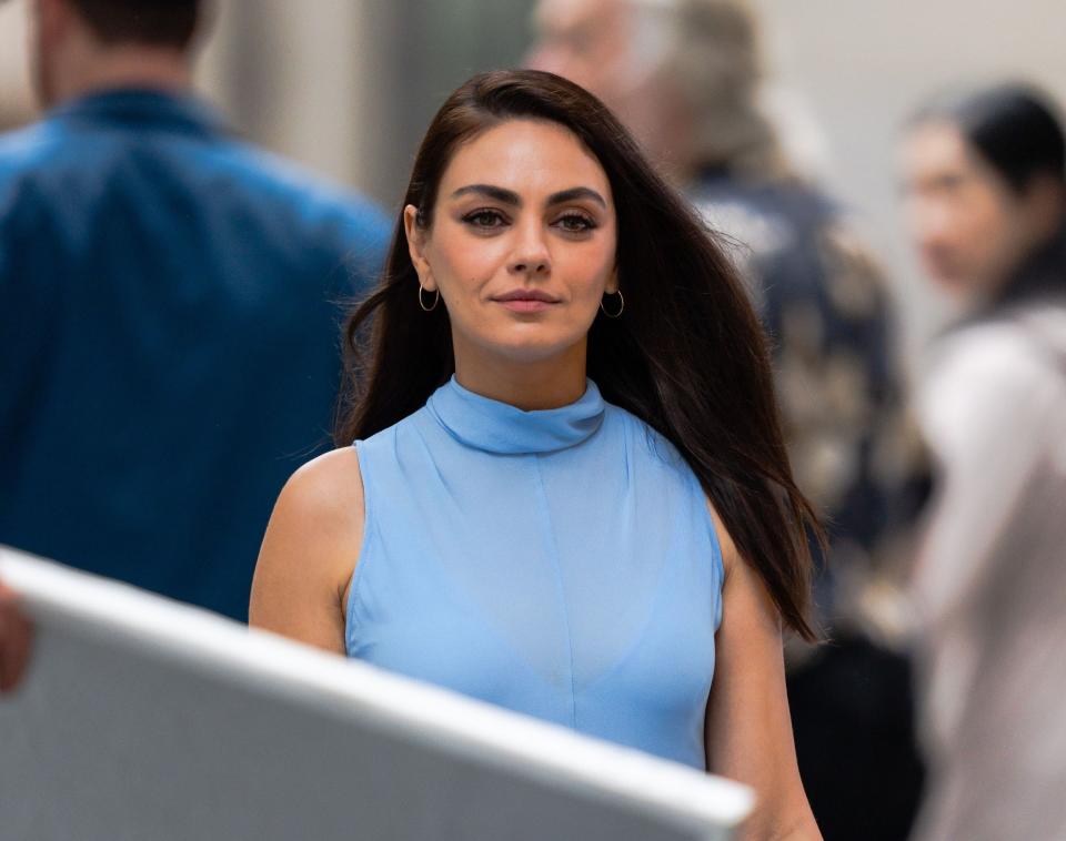 Mila Kunis is filming her movie, "Luckiest Girl Alive," in New York City on August 29, 2021