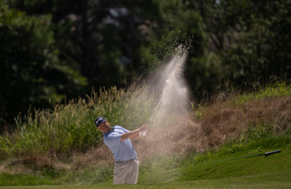 J. J. Spaun hits from the fairway during the FedEx St. Jude Championship at TPC Southwind in Memphis , Tenn., Saturday, Aug. 13, 2022.