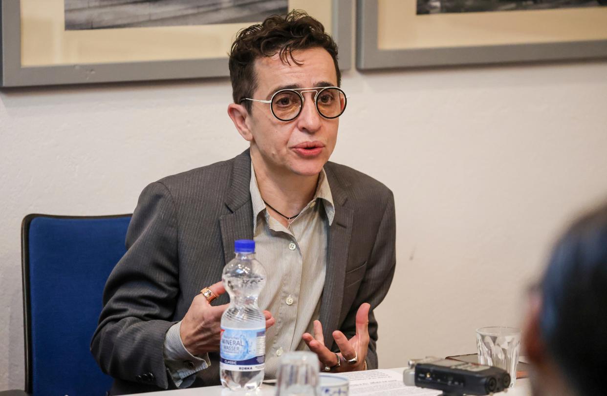 Russian American writer Masha Gessen, speaka at the presentation of the Hannah Arendt Prize. in event room F61, in Bremen, Germany, Saturday, Dec. 16, 2023.