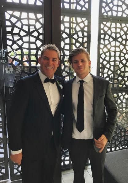 Like father, like son - Jackson pictured with his cricket star dad Shane. Source: Instagram