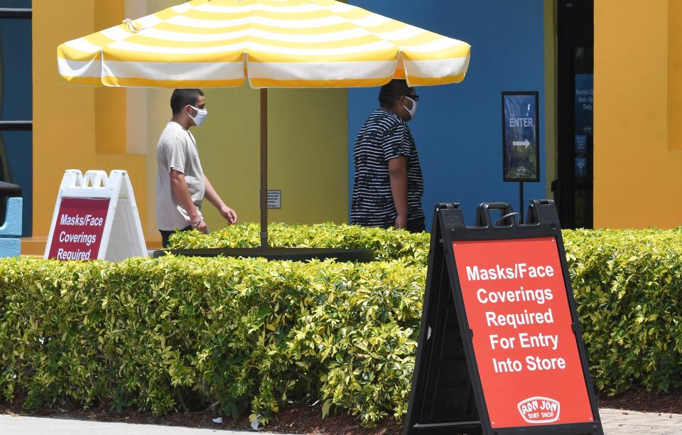 Face masks are a requirement inside Ron Jon Surf Shop in Cocoa Beach. 