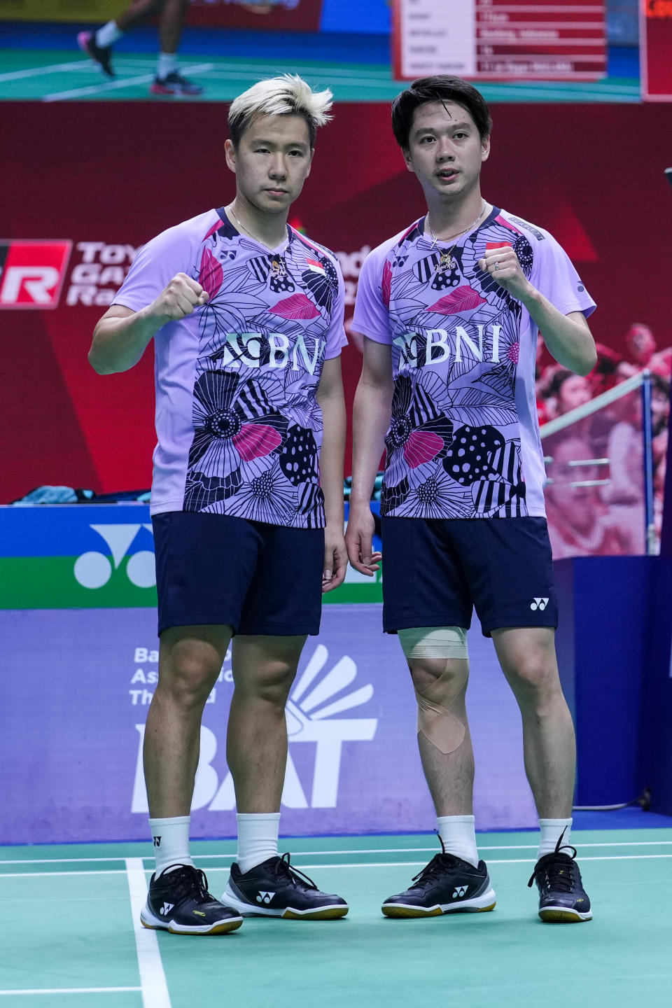 印尼世界第一「小黃人」組合，Marcus Fernaldi Gideon（左）及Kevin Sanjaya Sukamuljo（右）。(Photo by Shi Tang/Getty Images)