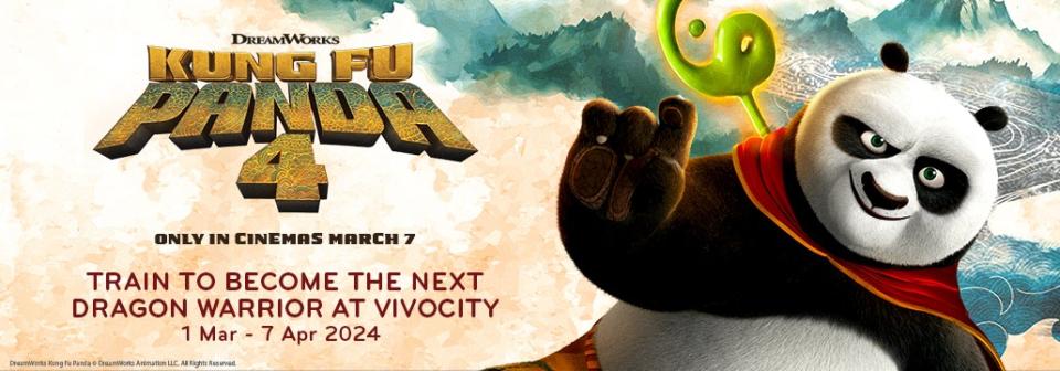 Po and his friends from Kung Fu Panda 4 are taking over VivoCity in a top-notch mission to find the next Dragon Warrior from 1 March to 7 April 2024,
