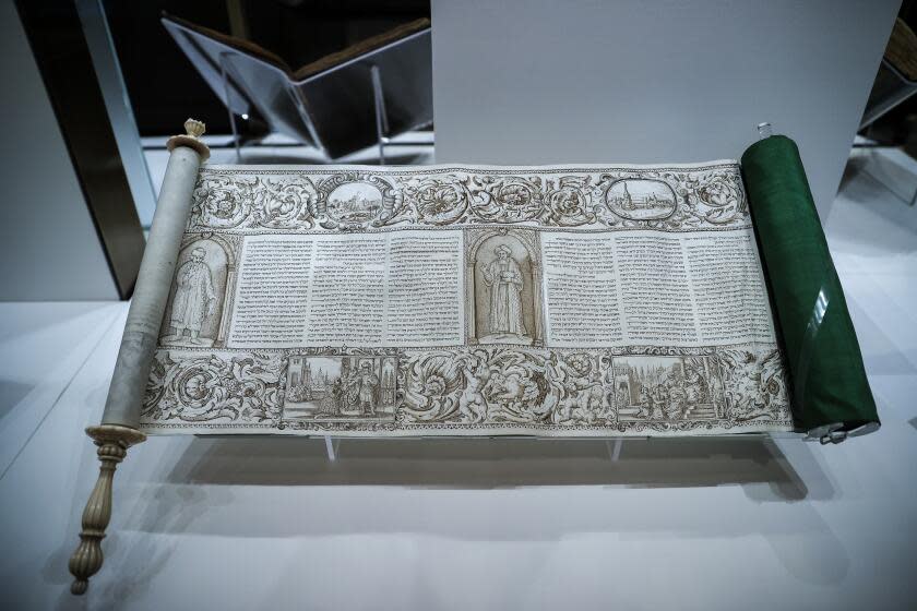 NEW YORK, NY - MAY 12: Megillah: Scroll of the Book of Esther (1686) is on display as New York Public Libraryâ¯ opens its doors to press for showcasing collections over 125 Years Old on 5th Ave in Manhattan of New York City, United States on May 12, 2022. (Photo by Tayfun Coskun/Anadolu Agency via Getty Images)
