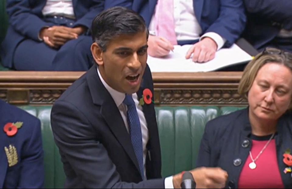 Rishi Sunak during PMQs (AFP via Getty Images)