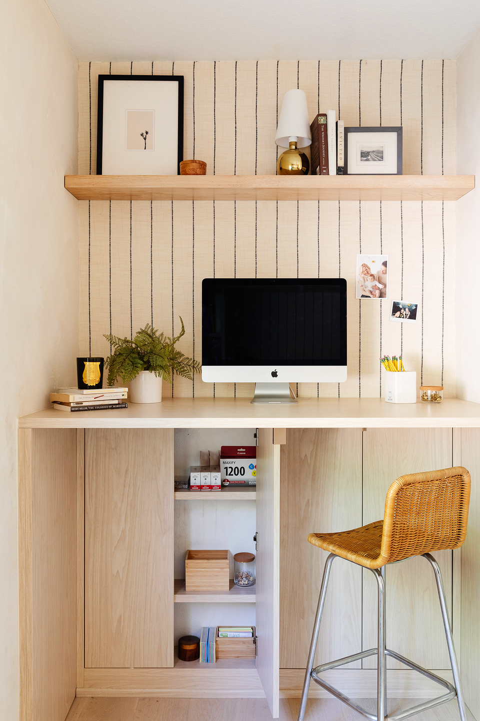 desk with shallow cabinet to hid wires diy, hacks anne sage shallow cabinet