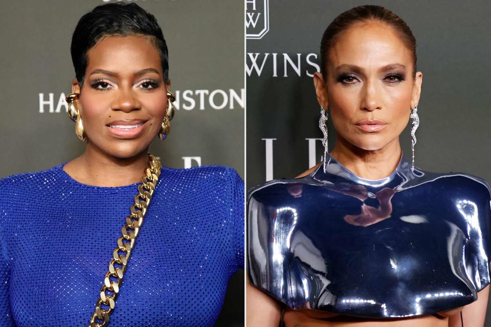 <p>Robin L Marshall/WireImage; MICHAEL TRAN/AFP via Getty</p> Fantasia Barrino and Jennifer Lopez on Dec. 5, 2023