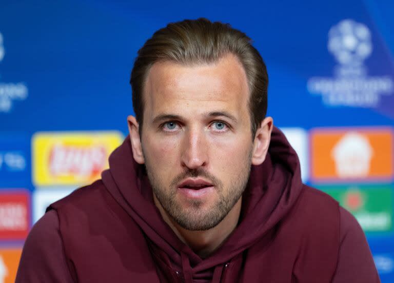 Kane, en la conferencia de prensa previa al partido de vuelta entre Bayern y Arsenal, en Munich, por los cuartos de final de la Champions League 2024