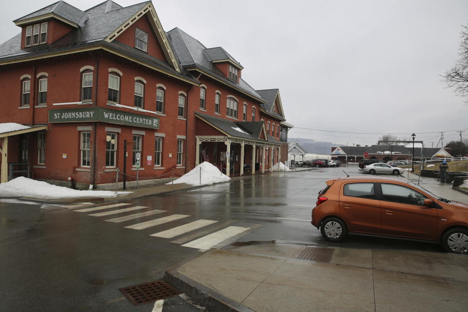 The welcome center in St. Johnsbury, Vt., on Thursday March 23, 2023. A Haitian family of five dropped off at the center on Thursday. Local officials and volunteers worked to provide them services and help them on their way to Miami. The U.S. Border Patrol says agents are releasing some immigrants who were apprehended in Vermont after they entered the country illegally and dropping them off where they can catch public transportation. (AP Photo/Wilson Ring)