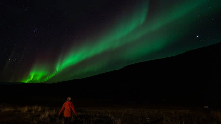 woman northern lights