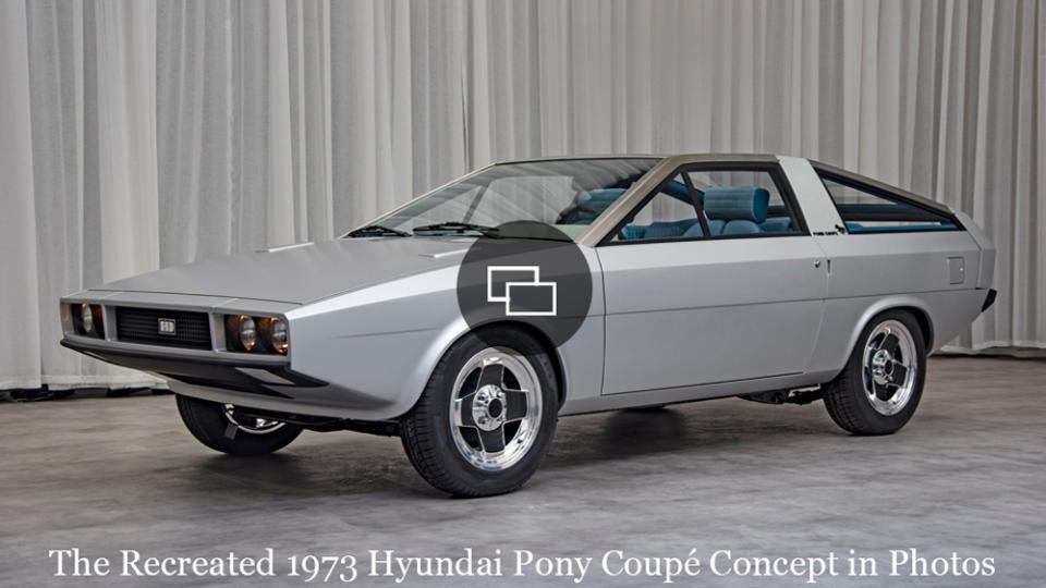 The recreated 1973 Hyundai Pony Coupé Concept, penned by iconic designer Giorgetto Giugiaro.