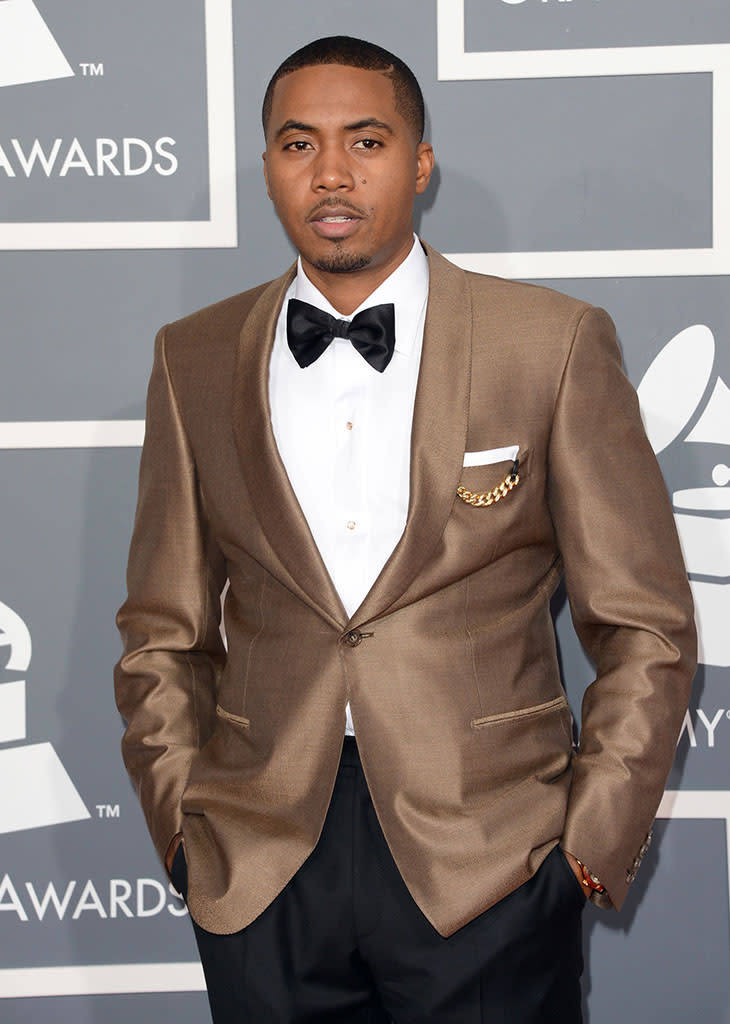 Nas arrives at the 55th Annual Grammy Awards at the Staples Center in Los Angeles, CA on February 10, 2013.