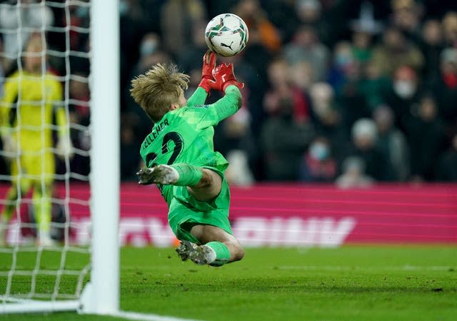 Caoimhin Kelleher saves a penalty