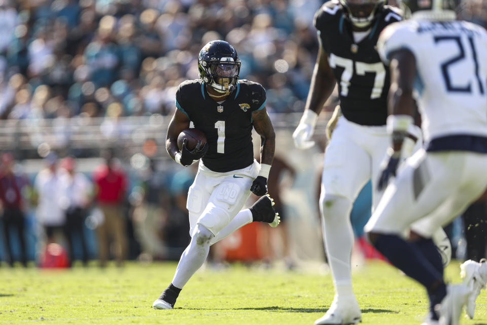 Travis Etienne and the Jaguars are rolling in 2023. (Photo by Perry Knotts/Getty Images)