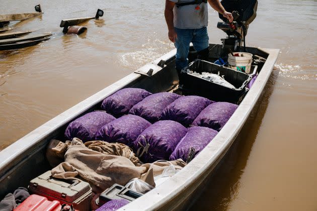 Meche's daily catch is less than half of what it once was due to declining water quality in the basin. (Photo: Bryan Tarnowski for HuffPost)