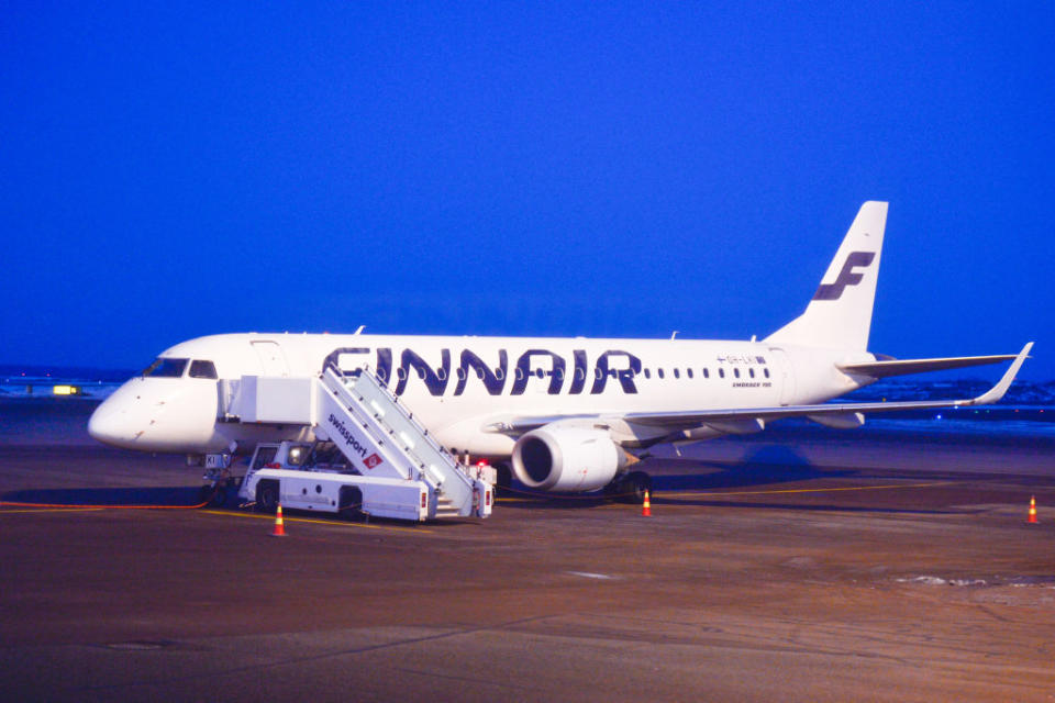 Un aereo Finnair (Photo by Artur Widak/NurPhoto)