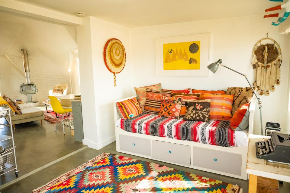 Colorful daybed in Joshua tree dome