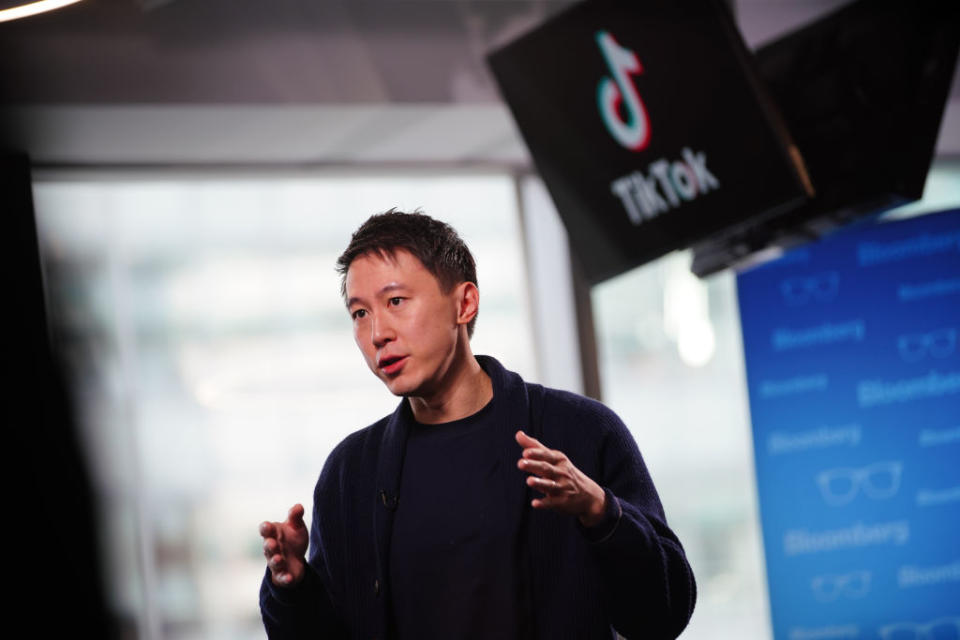 Shouzi Chew, chief executive officer of TikTok Inc., during an interview at the TikTok office in New York, U.S., on Thursday, Feb. 17, 2022.<span class="copyright">Christopher Goodney—Bloomberg/Getty Images</span>