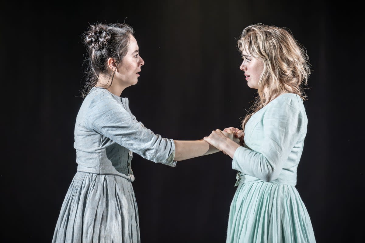 Ami Tredrea (Lizzie Hexam) and Bella Maclean (Bella Wilfer) in ‘London Tide’ at the National Theatre (Marc Brenner)