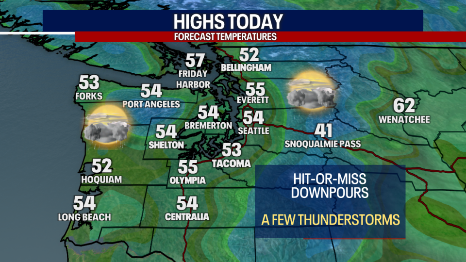 <div>Map of high temperatures for Seattle</div> <strong>(FOX 13 Seattle)</strong>