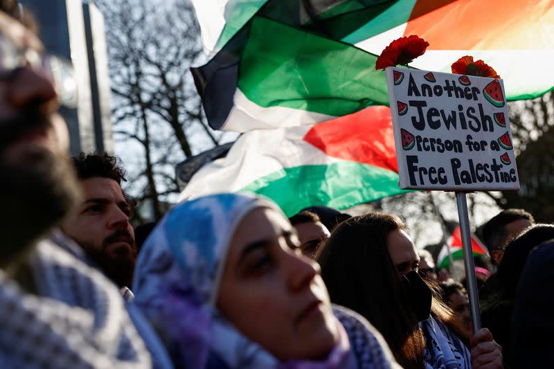 Demonstrations outside the International Court of Justice (ICJ) in The Hague