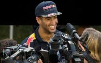 Red Bull's Daniel Ricciardo of Australia gives an interview ahead of the Singapore F1 Grand Prix Night Race in Singapore, September 15, 2016. REUTERS/Jeremy Lee