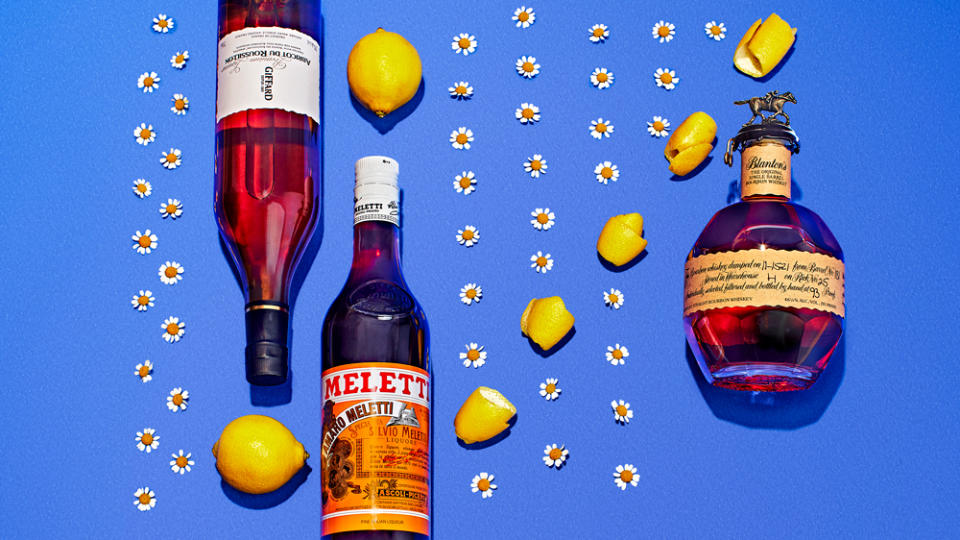 Bourbon, meletti, lemon cocktail