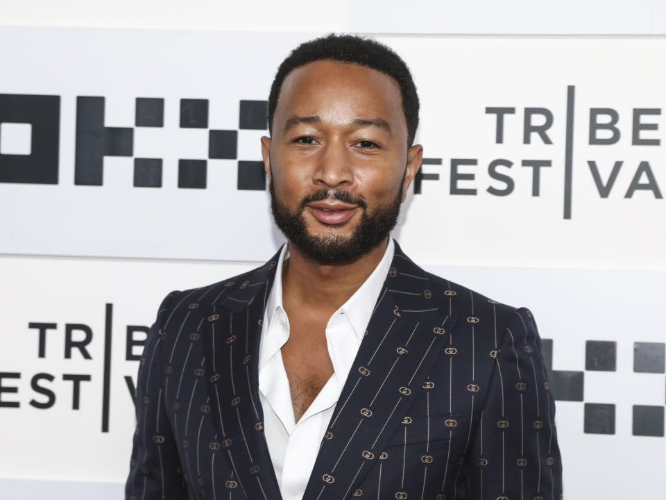 Recording artist John Legend attends the premiere for "Loudmouth" at the BMCC Tribeca Performing Arts Center during the 2022 Tribeca Festival on Saturday, June 18, 2022, in New York. (Photo by Andy Kropa/Invision/AP)