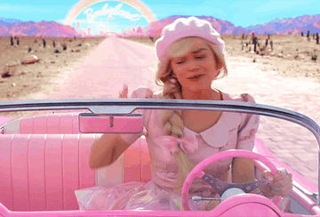 gif of Barbie singing in her car