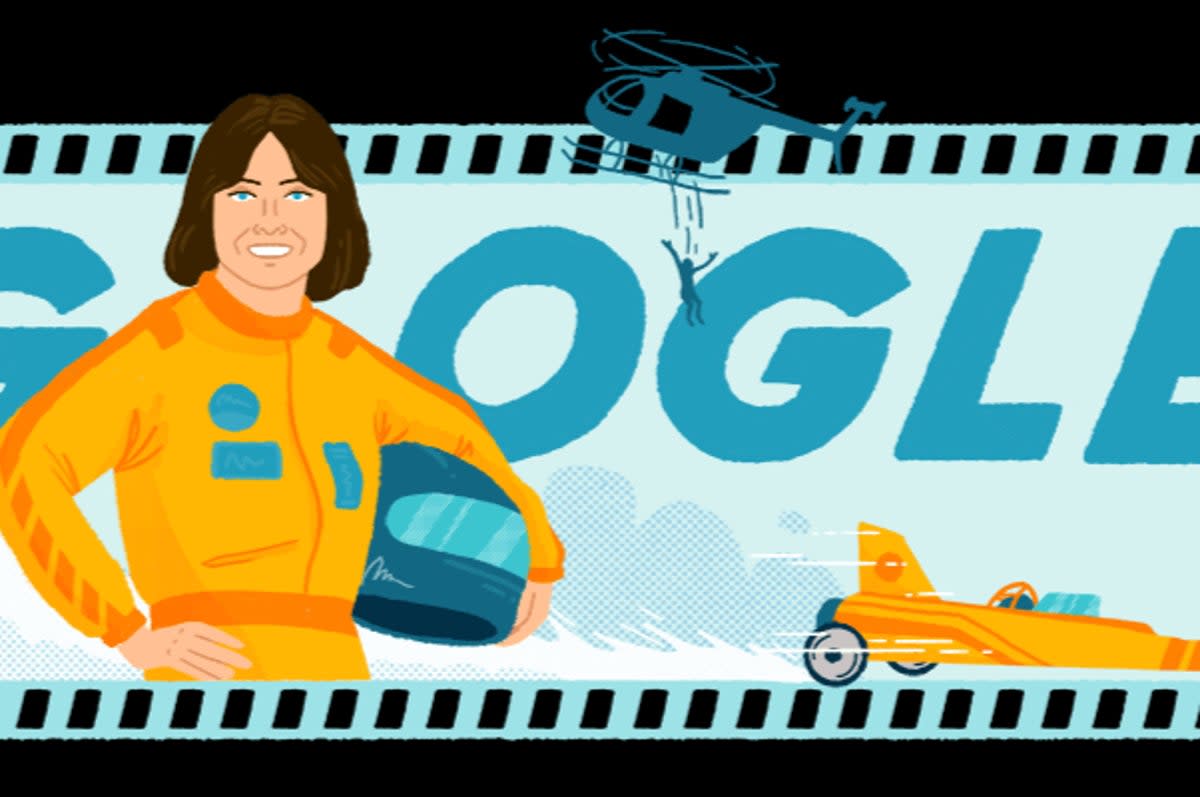 Kitty O’Neil is celebrated in today’s Google Doodle on what would have been her 77th birthday (Google Doodle)