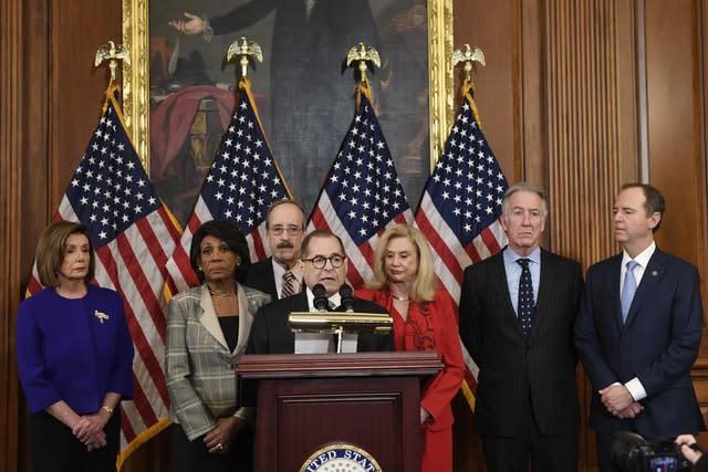 Democrats Nancy Pelosi,  Maxine Waters, Eliot Engel, Jerrold Nadler, Carolyn Maloney, Richard Neal and Adam Schiff