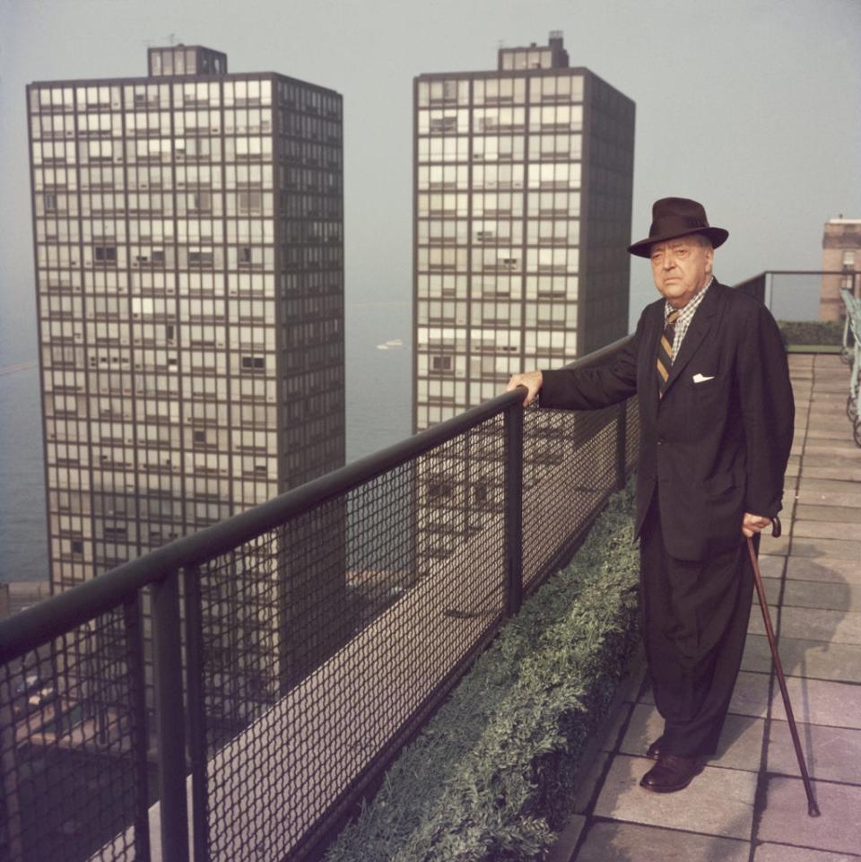 Mies van der Rohe on the rooftop of a  Chicago skyscraper, circa 1960 (Getty)