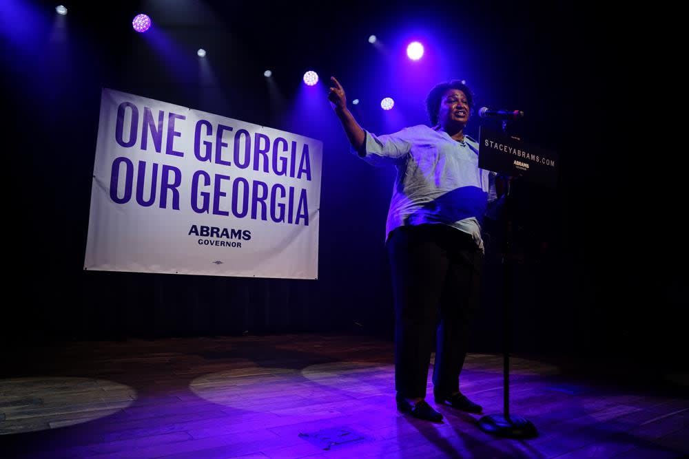 Georgia Democratic gubernatorial candidate Stacey Abrams speaks during a graduation event on Monday, June 6, 2022, in Atlanta. (AP Photo/Brynn Anderson)
