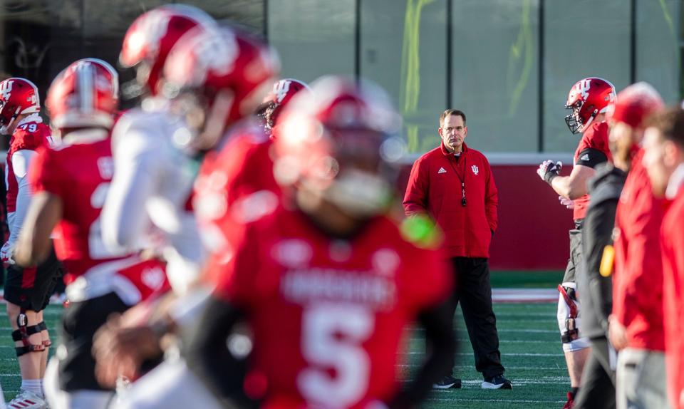 Indiana Head Coach Curt Cignetti during Indiana football spring practice at Memorial Stadium on Thursday, March 21, 2024.