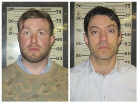 CNN producers Yon Pomrenze, 35, and Connor Fieldman Boals, 26, are pictured in this booking photo handout courtesy of Port Authority of New York. REUTERS/Port Authority of New York/Handout