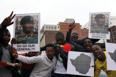 Protesters gather calling for Zimbabwe President Robert Mugabe to step down, in Harare, Zimbabwe November 18, 2017. REUTERS/Philimon Bulawayo