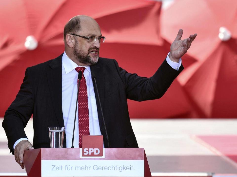 Martin Schulz, the leader of the German Social Democratic Party (SPD), at a campaign event in Nuremberg (EPA)